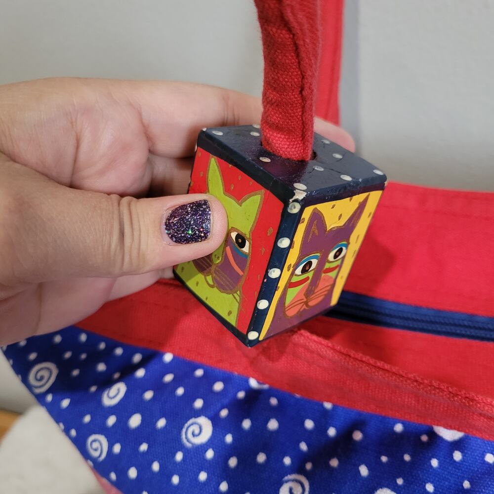 Laurel Burch Patchwork Sequin Cat Print Canvas To… - image 5